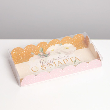 Коробка для кондитерских изделий «8 марта», 21 × 10,5 × 3 см 