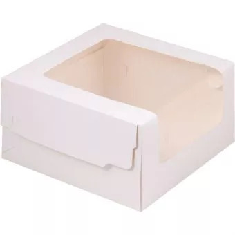 Коробка под капкейки с увеличенным окошком 180*180*100 мм (5) (белая)