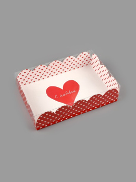 Коробка для кондитерских изделий с пластиковой крышкой «С любовью», 20×30×8 см