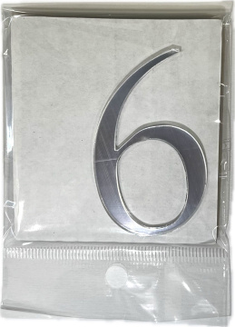 Топпер акриловый 6,5*4см цифра 6, серебро