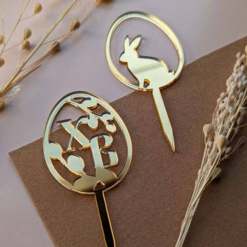 Набор декоративных украшений (мини топперов) «ХВ и кролик» 2шт, золото