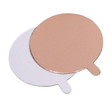 Подложка для торта круглая (золото, белая) с ручкой d 8 см толщ. 1,5 мм