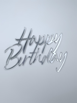 Топпер акриловый " Happy Birthday" 11*8 см, серебро