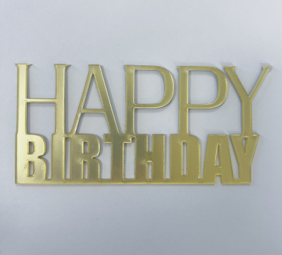 Топпер акриловый "Happy Birthday" 13,5*6 см, золото