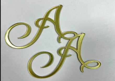 Топпер акриловый инициалы " А&А" 12*9,5 см, золото