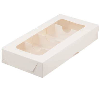 Коробка для дегустационных наборов тортов/пирожных 250*130*40 мм (4) (белая) 