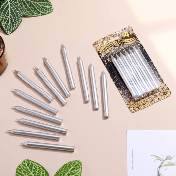 Свеча для торта «Спарк», 12 шт., 8 см, серебряный металлик