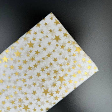 Бумага тишью 50*66 см 10 шт белая мелкие золотые звезды