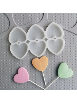 Силиконовая форма для леденцов «Сердечки объемные»