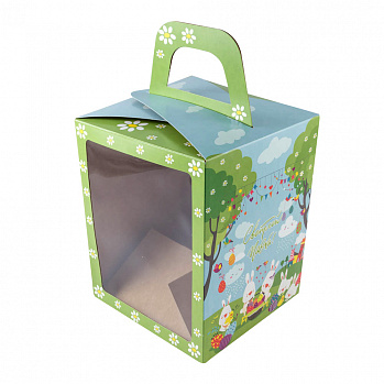 Коробка для кулича с окном "Светлой пасхи, ромашки" 15*15*18 см