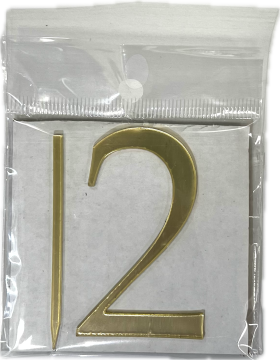 Топпер акриловый 6,5*4см цифра 2, золото