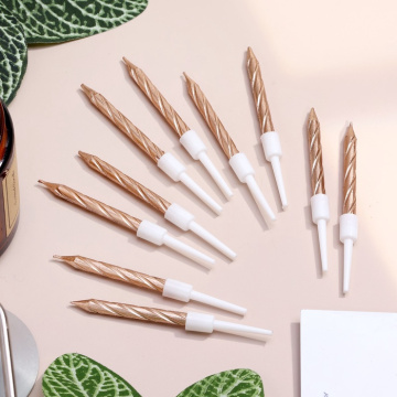 Свечи в торт «Спираль», 10 шт., средние, 5 см, шампань