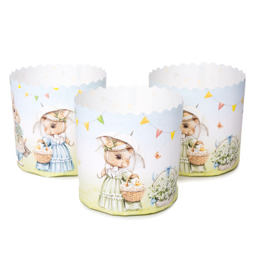 Форма бумажная Ретро Зайцы 90х90мм, Кулич 200гр, 10шт