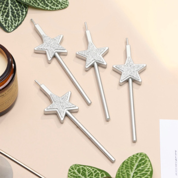 Свечи для торта 4 шт. «Блестящие звезды», серебряные