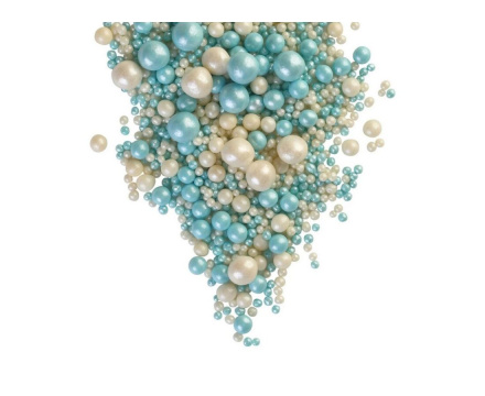 №195 Рисовое драже в глазури  "Жемчуг Микс (бирюза, серебро)  100г