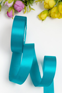 Лента атласная 2,5 см 25 ярдов бирюзовая 47