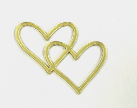 Топпер акриловый "Сердечко двойное" золото, 4,5*3,5 см
