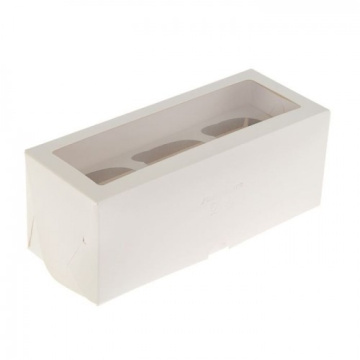 Коробка для 3 капкейков 250*100*100 с окном