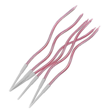 Набор свечей для торта «Волна» (розовый металлик, 15 см) 6 шт