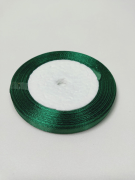 Лента атласная 0,6 см 25 ярдов зеленая 056