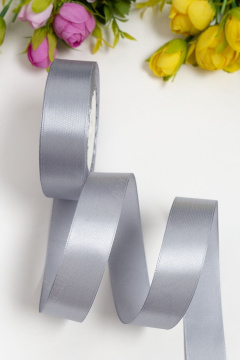 Лента атласная 2,5 см 25 ярдов серая 059
