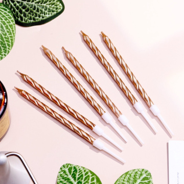 Свечи в торт витые с подставкой, 6 шт., 11 см, шампань