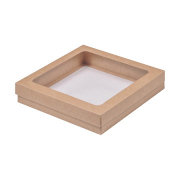 Коробка для клубники в шоколаде 140*140*40 мм с окном КРАФТ