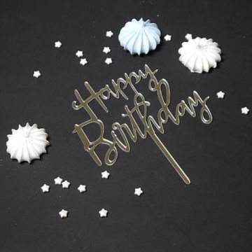 Топпер "Happy Birthday" серебро 9*14 см