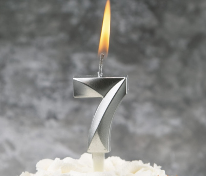 Свечи для торта, цифра 7 (серебро, 5 см)